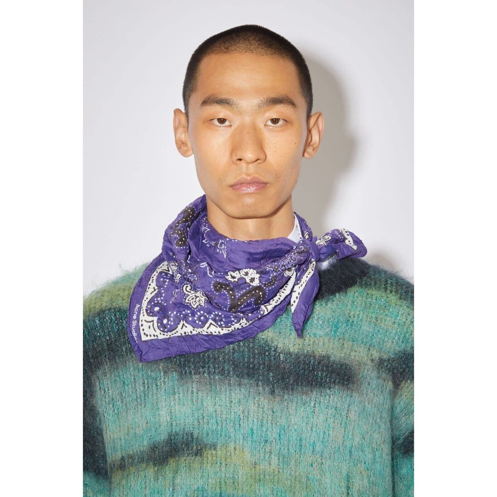 Acne Studios PAISLEY SCARF Blue/white - Picture 3 of 4